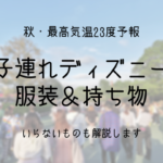 最高気温23度予報｜子ども連れディズニーの服装とあると便利な持ち物・不要だったモノ